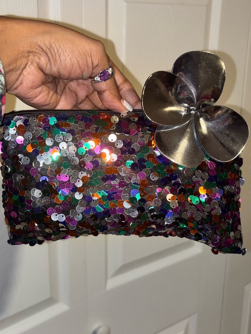 MAC Sparkle Sequin Glitter MultiColor Makeup Cosmetic Zipper Bag Clutch Pouch - Picture 2 of 10